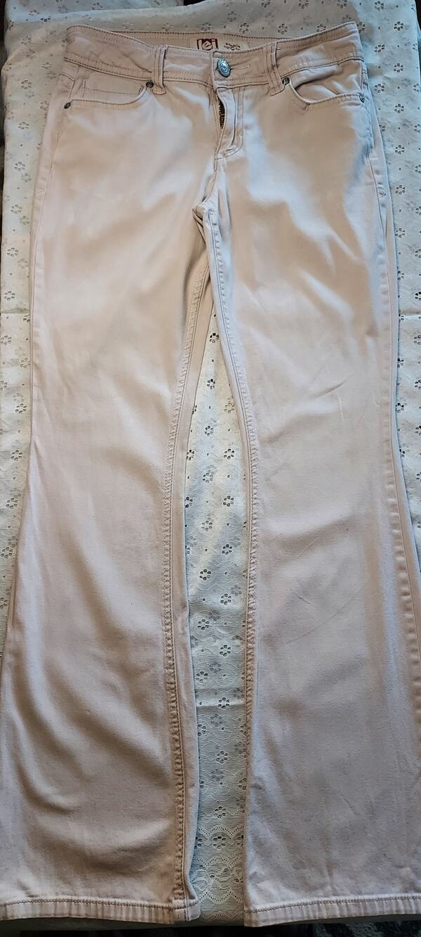 VTG Y2K l.e.i. Sophia Hipster Flare Low Rise Khaki Jeans Size 5 - Picture 1 of 15